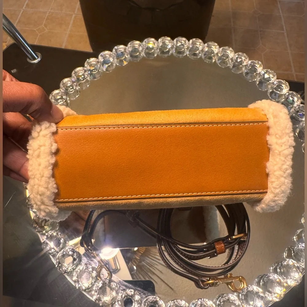 Tory Burch Ella Mini Leather & Shearling Tote. - Picture 10 of 14